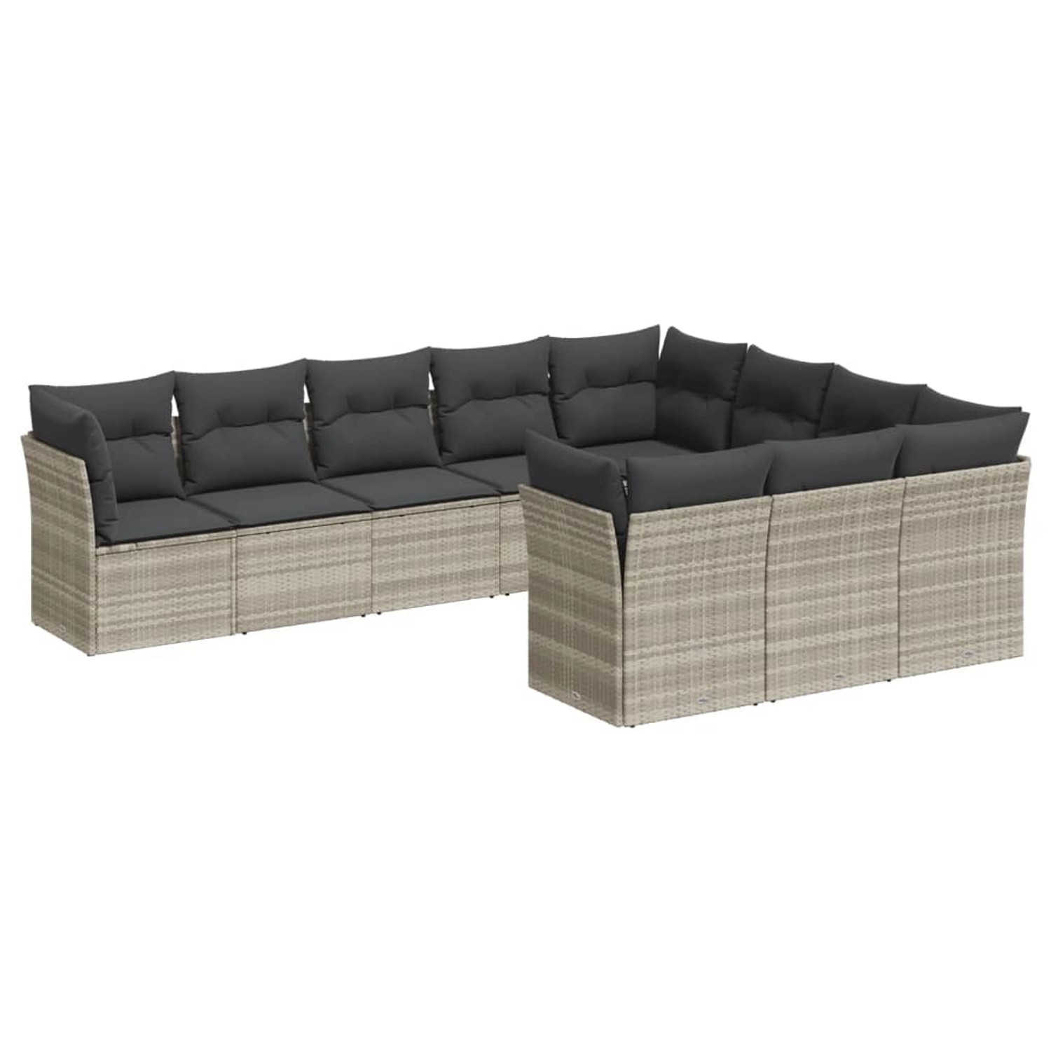 vidaXL 10-Tlg Garten-Sofagarnitur mit Kissen Hellgrau Poly Rattan 3218222 günstig online kaufen