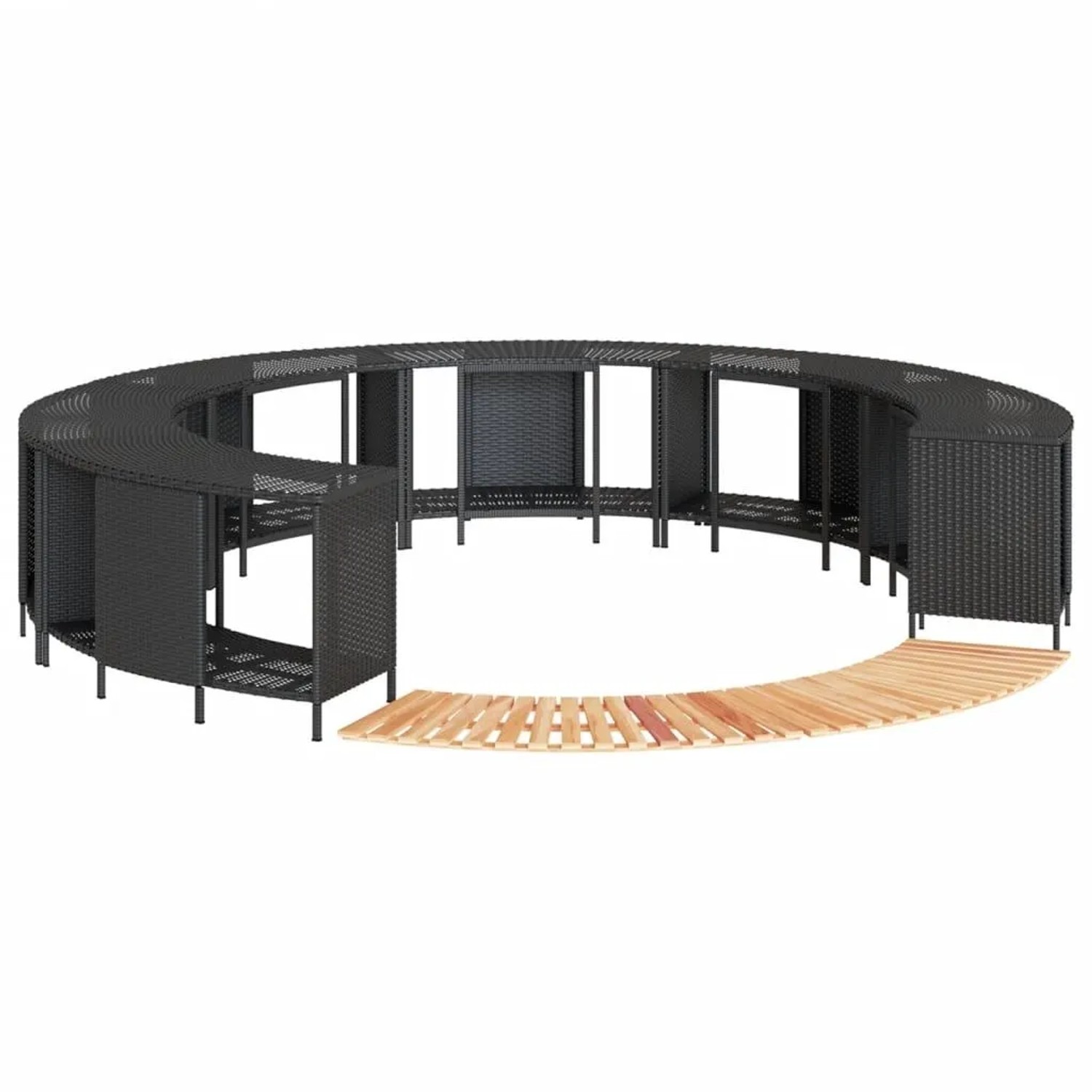 vidaXL Whirlpool-Umrandung Schwarz Poly-Rattan und Massivholz Akazie 3270639