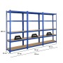 PROREGAL Mega Deal: 3 blaue Schwerlastregale (180x90x40cm) mit je 5 Böden und 175kg Fachlast.