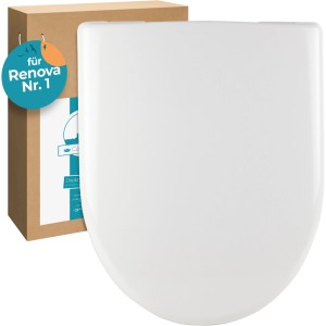 Calmwaters WC-Sitz für Keramag Renova Nr. 1, D-Form, Absenkautomatik, Weiß.