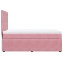Rosa Boxspringbett mit Matratze und Kopfteil, Samtbezug, 100x200 cm.