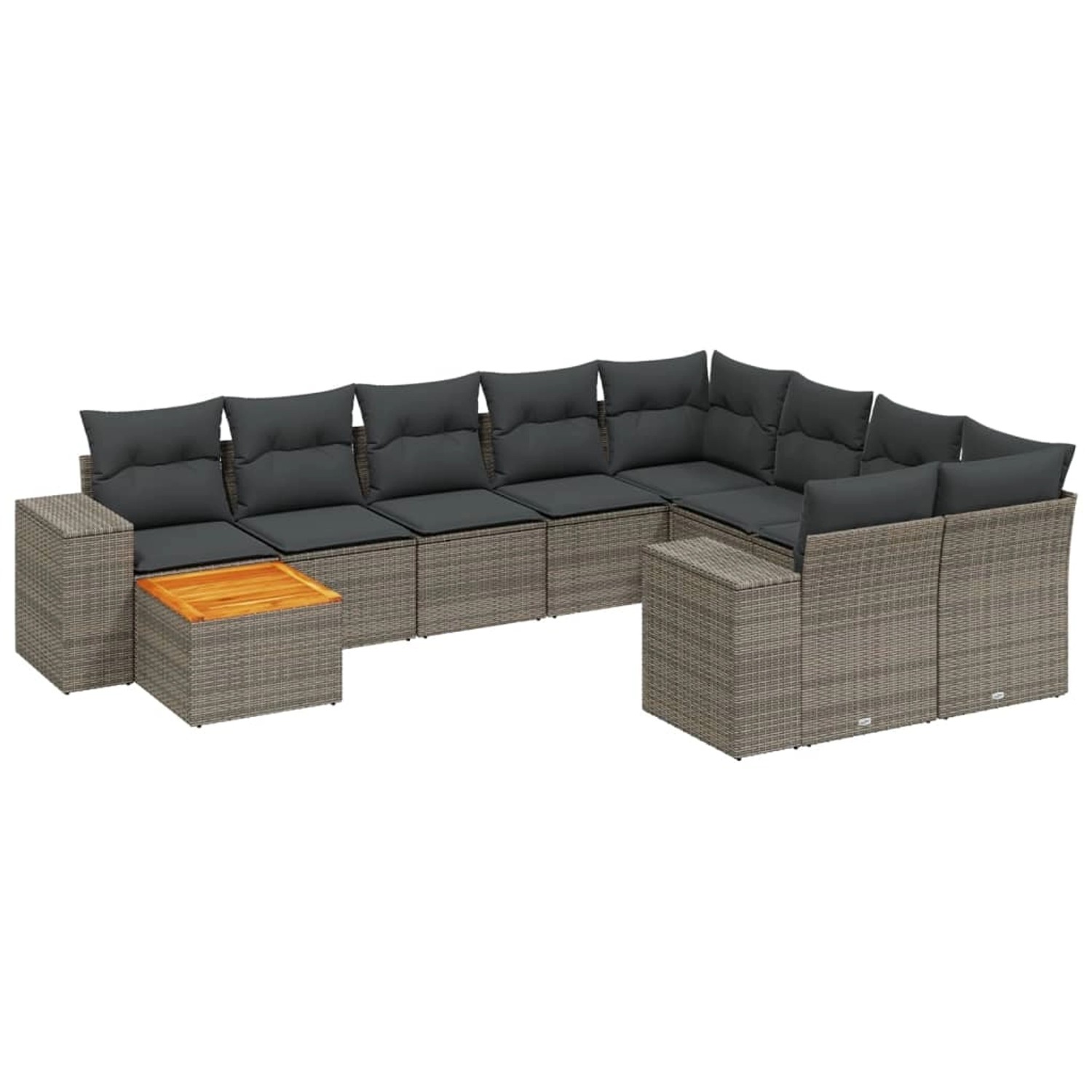 vidaXL 11-Tlg Garten-Sofagarnitur mit Kissen Grau Poly Rattan 3257964 günstig online kaufen
