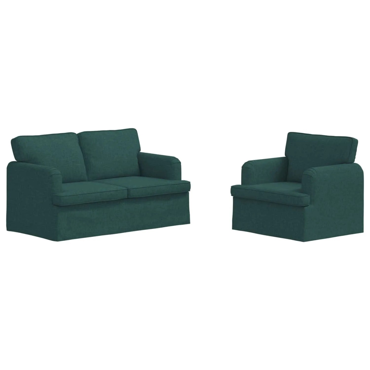 vidaXL Sofa 2-Tlg Dunkelgrün 144 x 80 x 85 cm Stoff 3407519