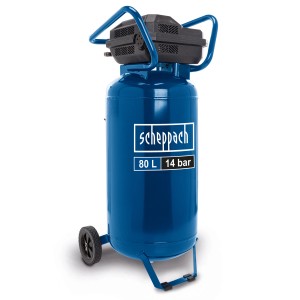 Scheppach HC85V Kompressor, 80 Liter, 14 bar, vertikal, blau.