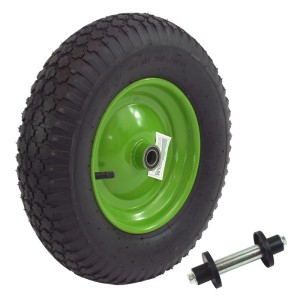 TRUTZHOLM Schubkarrenrad 4.80  4.00-8 und Achse Luftrad 4PR 400mm Grün