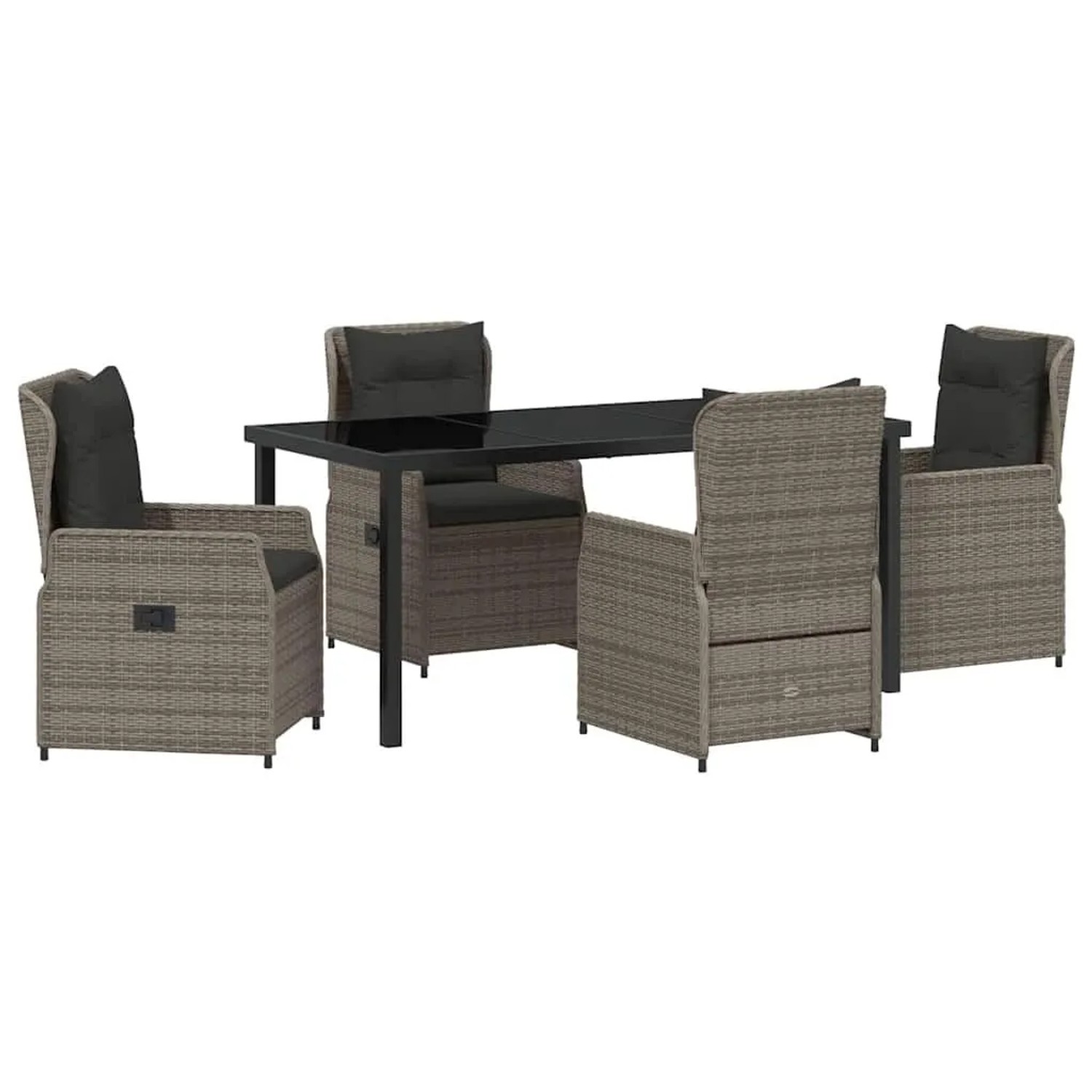 vidaXL Garten Essgruppe 5-Tlg Grau Poly-Rattan 3380956 günstig online kaufen