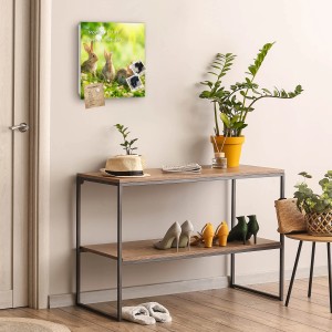 Weißer Banjado Schlüsselkasten Glas mit Hasenmotiv, 30x30cm, 50 Haken, magnetisch und beschreibbar.