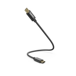 Hama USB-C Ladekabel, 0,2m, Nylon, Schwarz. Kabel für Computer und Multimedia.