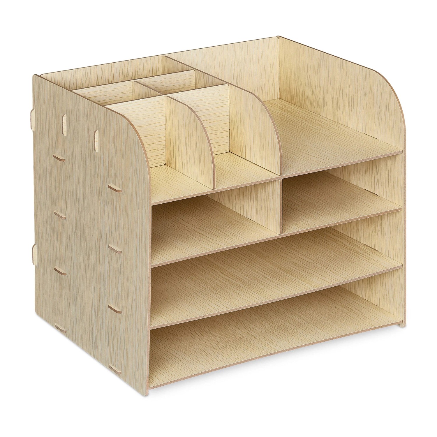 Relaxdays Schreibtisch Organizer MDF Hellbraun Mit 10 Fächern 27,5 cm x 32,5 cm x 25 cm 1,5 kg