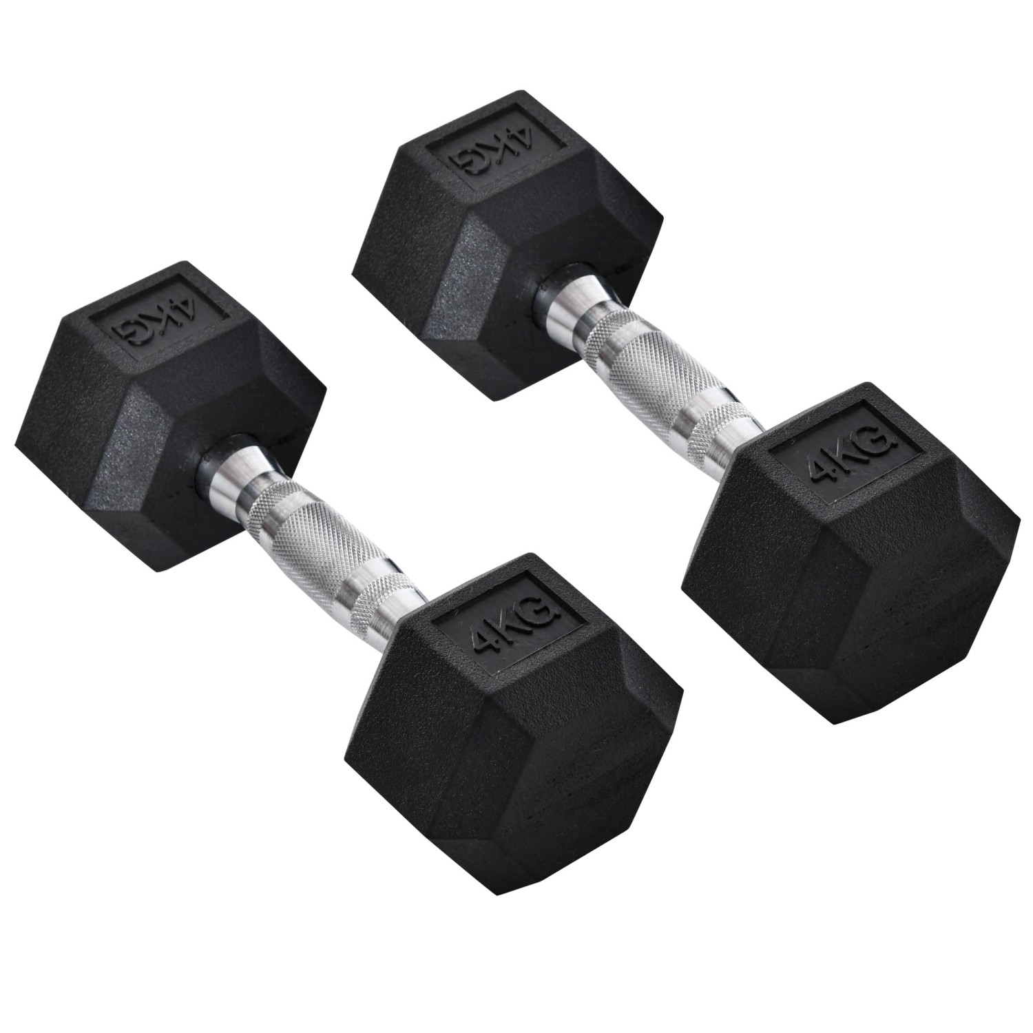 Thumbnail - HOMCOM Hexagon Kurzhantel Griff Gerändelt Gewichte Metall Gummi Schwarz 2 x 4 KG