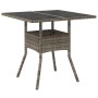 Graue vidaXL Garten Essgruppe, 5-teilig, Poly Rattan Tisch mit Glasplatte.