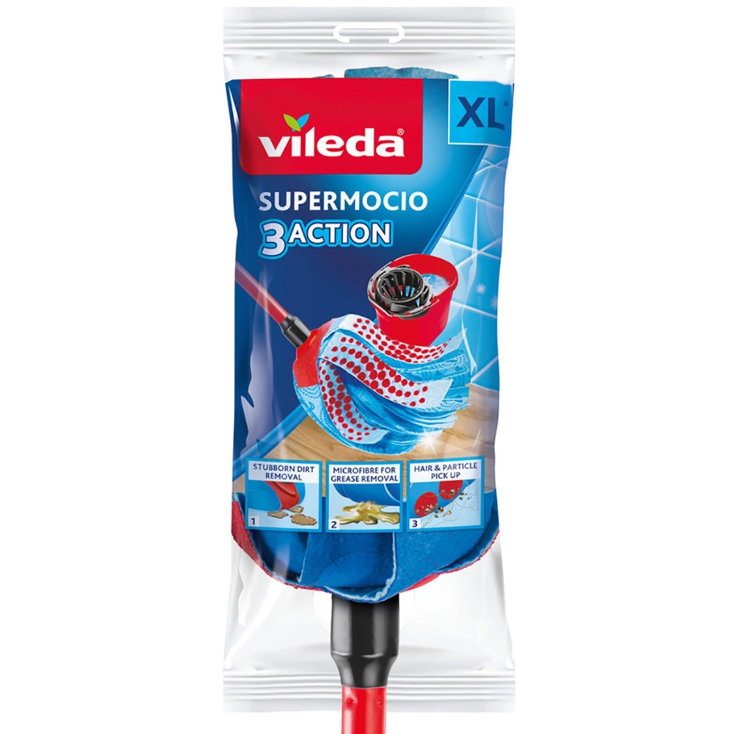 Vileda Wischmopp SuperMocio 3xAction Velour mit Stiel