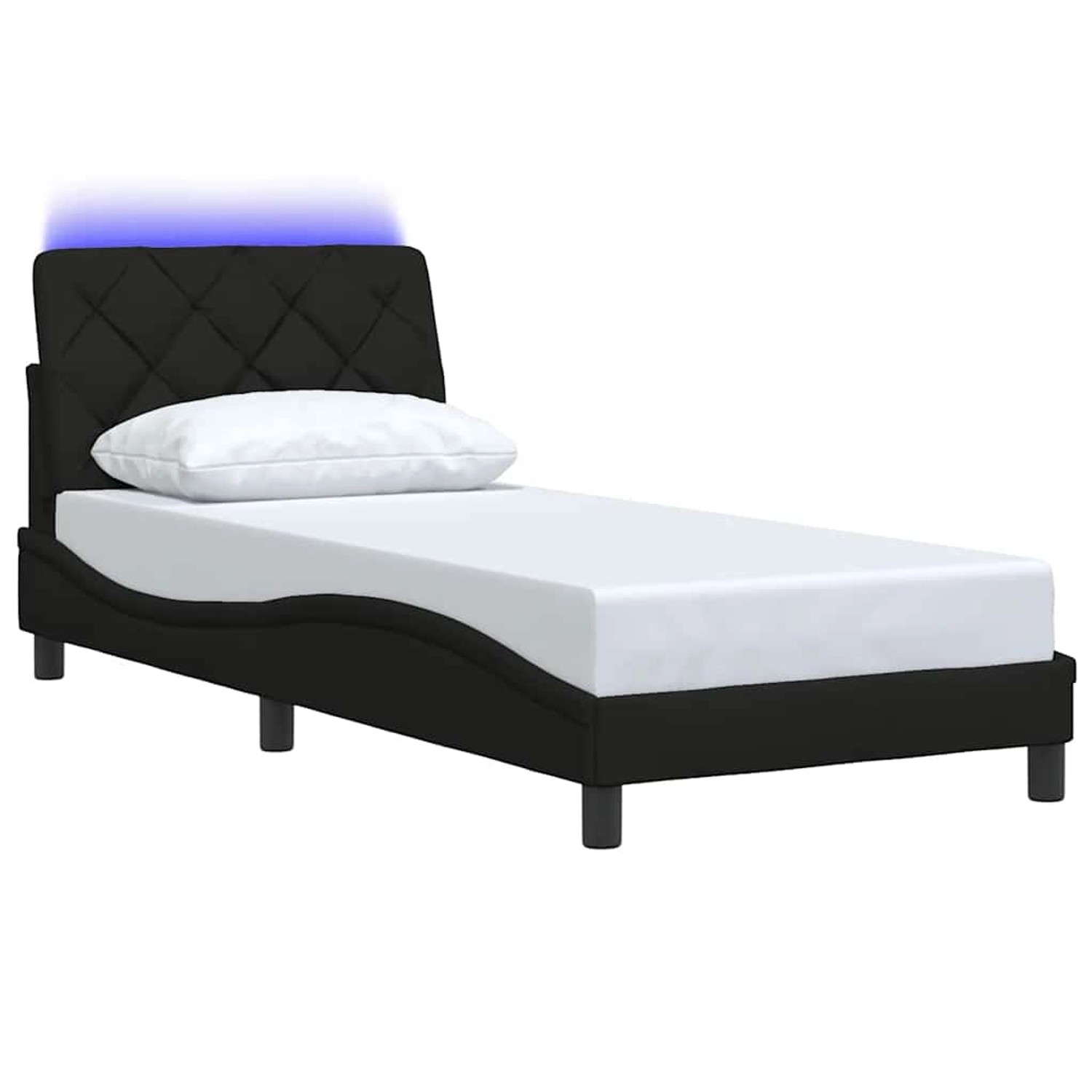 vidaXL Bettgestell mit LED ohne Matratze Schwarz 80x200 cm Stoff 3310631