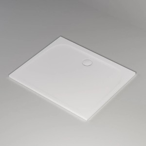 Weiße, rechteckige pianura Duschwanne Emilia aus Mineralguss, 120x100 cm.