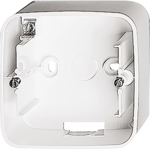 Aufputzgehäuse 1-fach von Busch-Jaeger, weiß, für Schalterdosen-Zubehör.