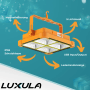 Orange-schwarzer LUXULA Solar Baustrahler mit LED, Akku, USB, Magnet- und Hängefunktion, IP65 Schutz.
