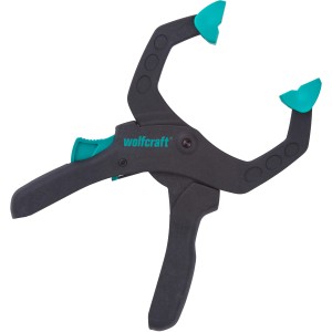 Wolfcraft Ratschenzwinge FZR 60, Spannwerkzeug mit Ratschenmechanismus und beweglichen Spannbacken.