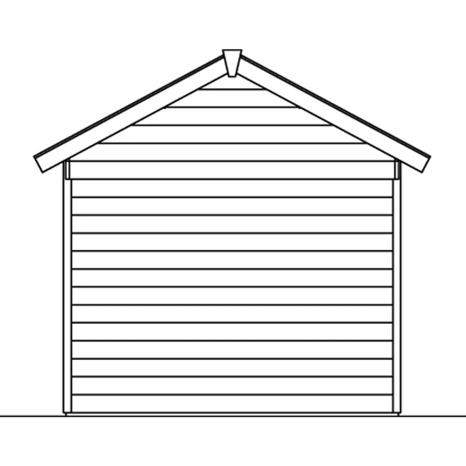 Illustration: Skan Holz Gartenhaus Hengelo, schiefergrau, 250x300 cm, Seitenansicht.