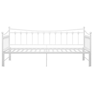 Weißes vidaXL Ausziehsofa Bettgestell aus Metall, 90x200 cm. Bett für Gäste oder als Tagesbett.