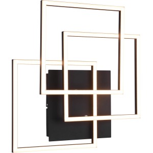 Dimmbare LED-Deckenleuchte Mobile, 28W, schwarz matt, mit verschachtelten Quadraten.