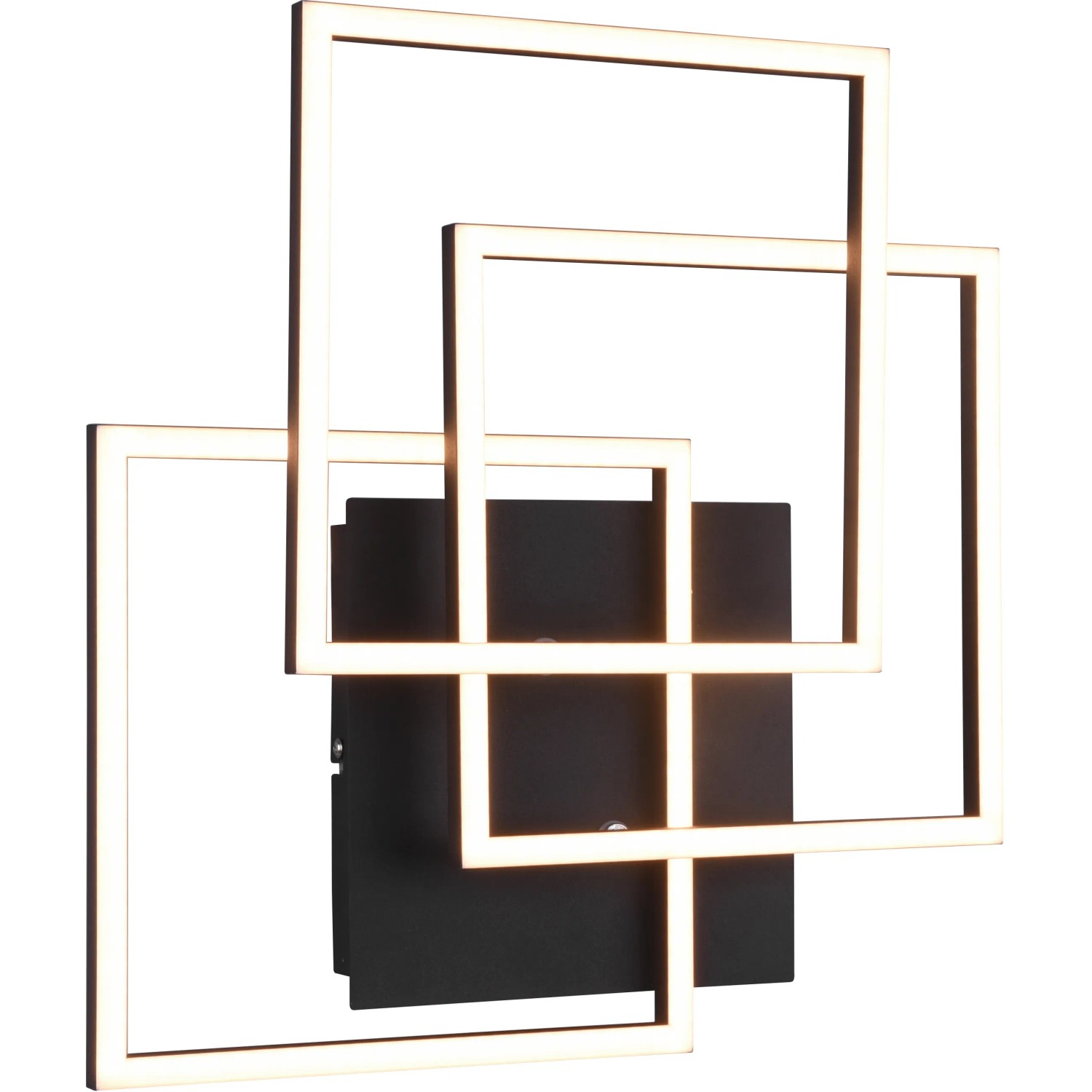 Dimmbare LED-Deckenleuchte Mobile, 28W, schwarz matt, mit verschachtelten Quadraten.