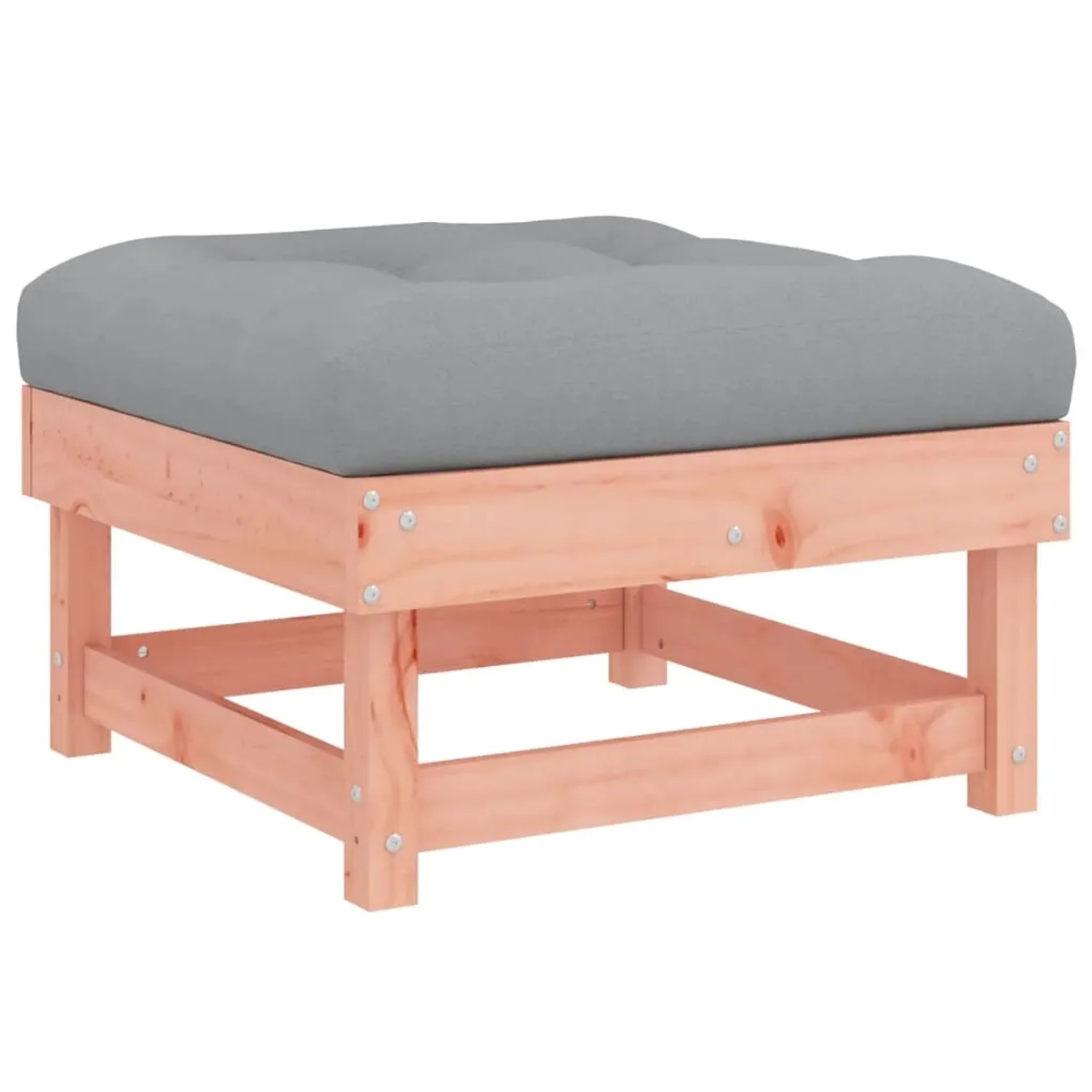 Gartenhocker/Couchtisch aus Douglasie mit grauem Kissen, Teil des vidaXL Garten-Lounge-Sets