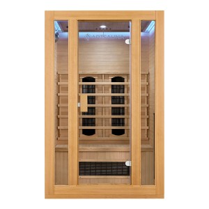 Artsauna Infrarotkabine Nyborg S120K mit Hemlockholz und Glasfront. Wärmekabine für 2 Personen.