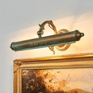Antike Lindby Wandleuchte Kalea in Bronze, 2-flammig, für Bilder und Spiegel im Wohnzimmer.