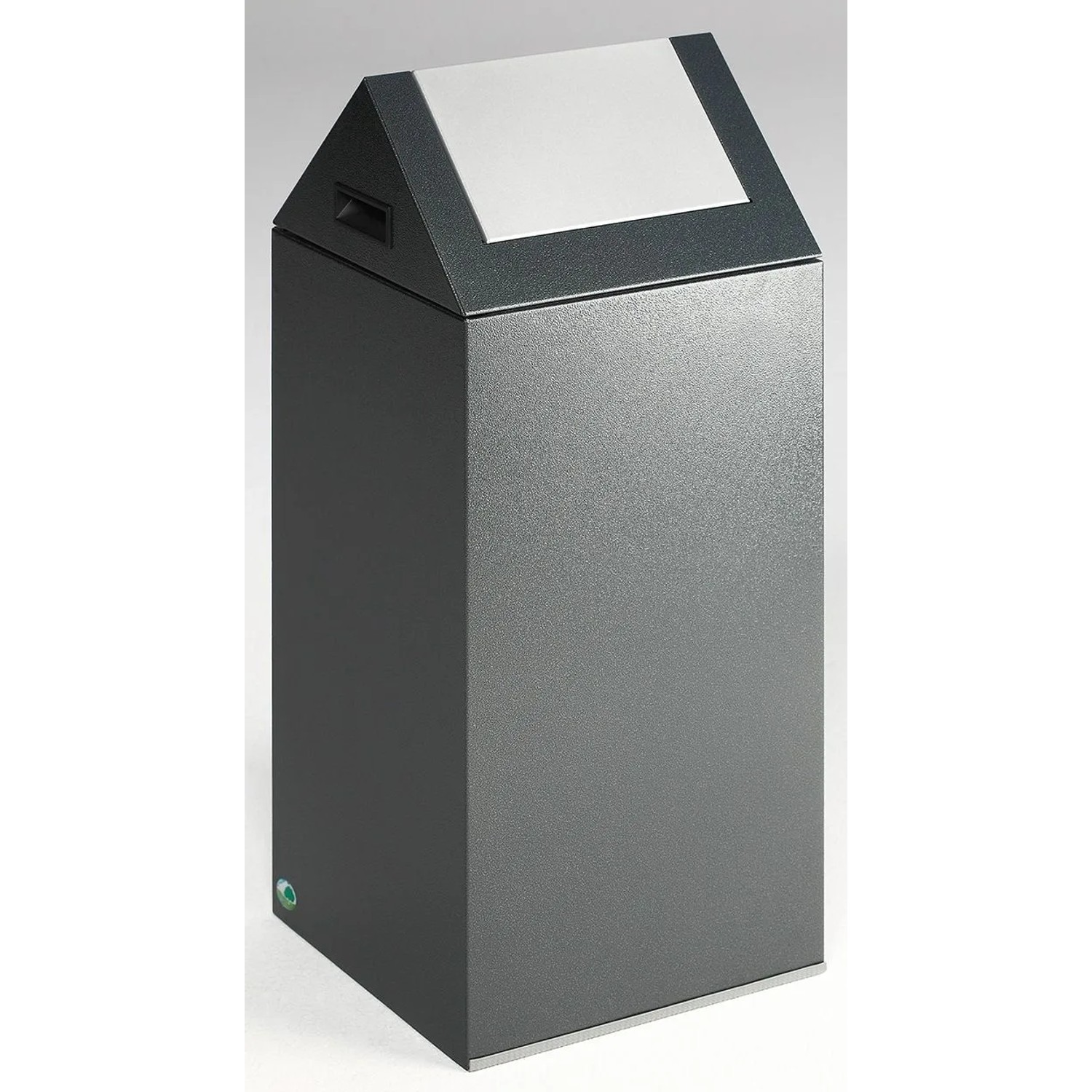 PROREGAL Selbstlöschender Wertstoffsammler Spitz Mit Einwurfklappe 60 Liter HxBxT 80 x 32 x 32 cm Verzinkter Stahl Grau Silber