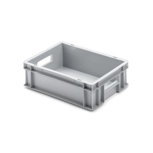 Graue PROREGAL Eurobox mit offenem Griff, 11 Liter, 30x40x12 cm. Ideal als Transportbox und Aufbewahrungsbox.