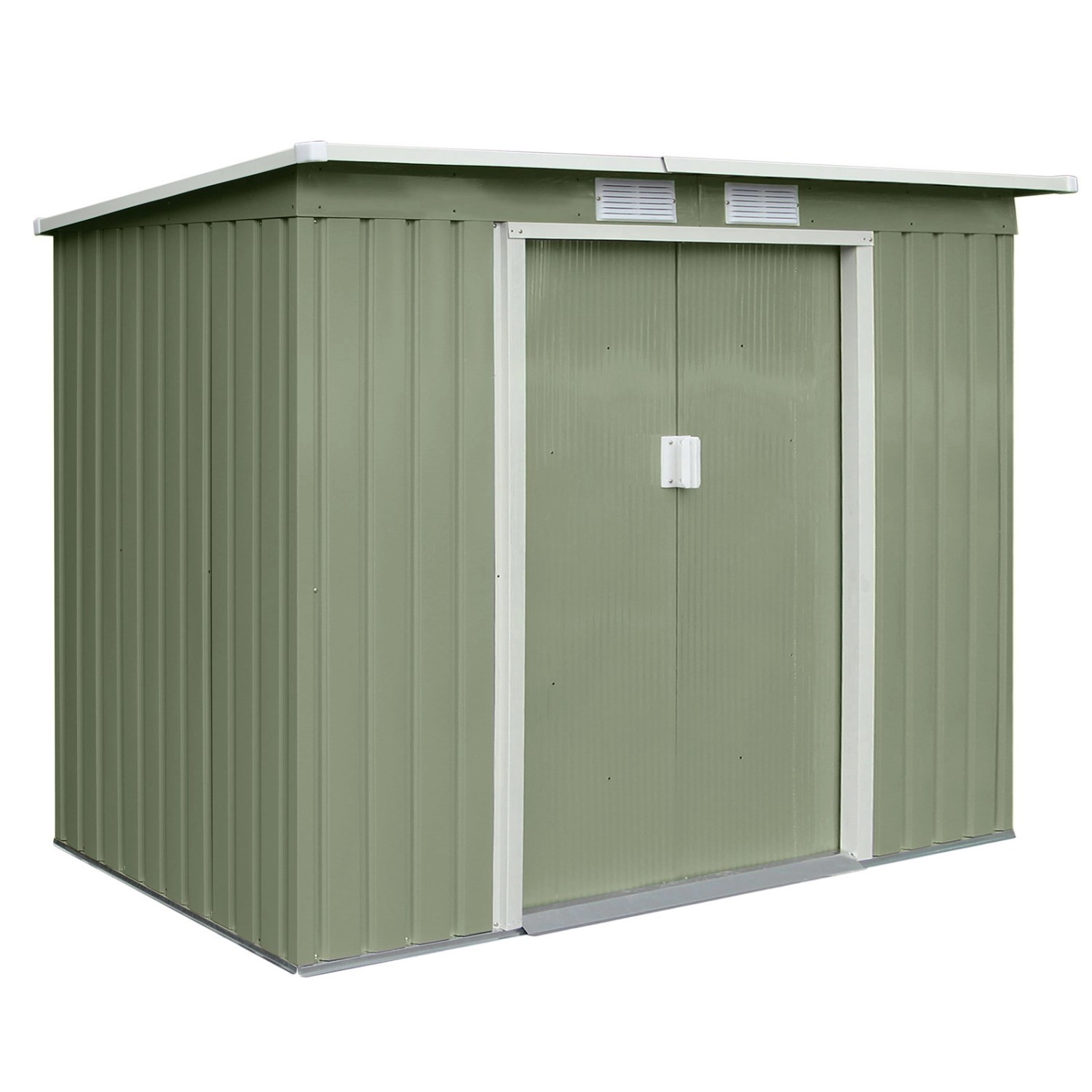 Hattoro P100 Metall Gerätehaus Geräteschuppen Mit Bodenrahmen 3,6 m³ Pultdach Hellgrün