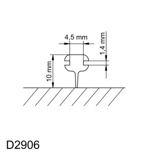 Technische Zeichnung: Schulte Dichtprofil waagerecht für Badewannenfaltwand, Maße in mm.