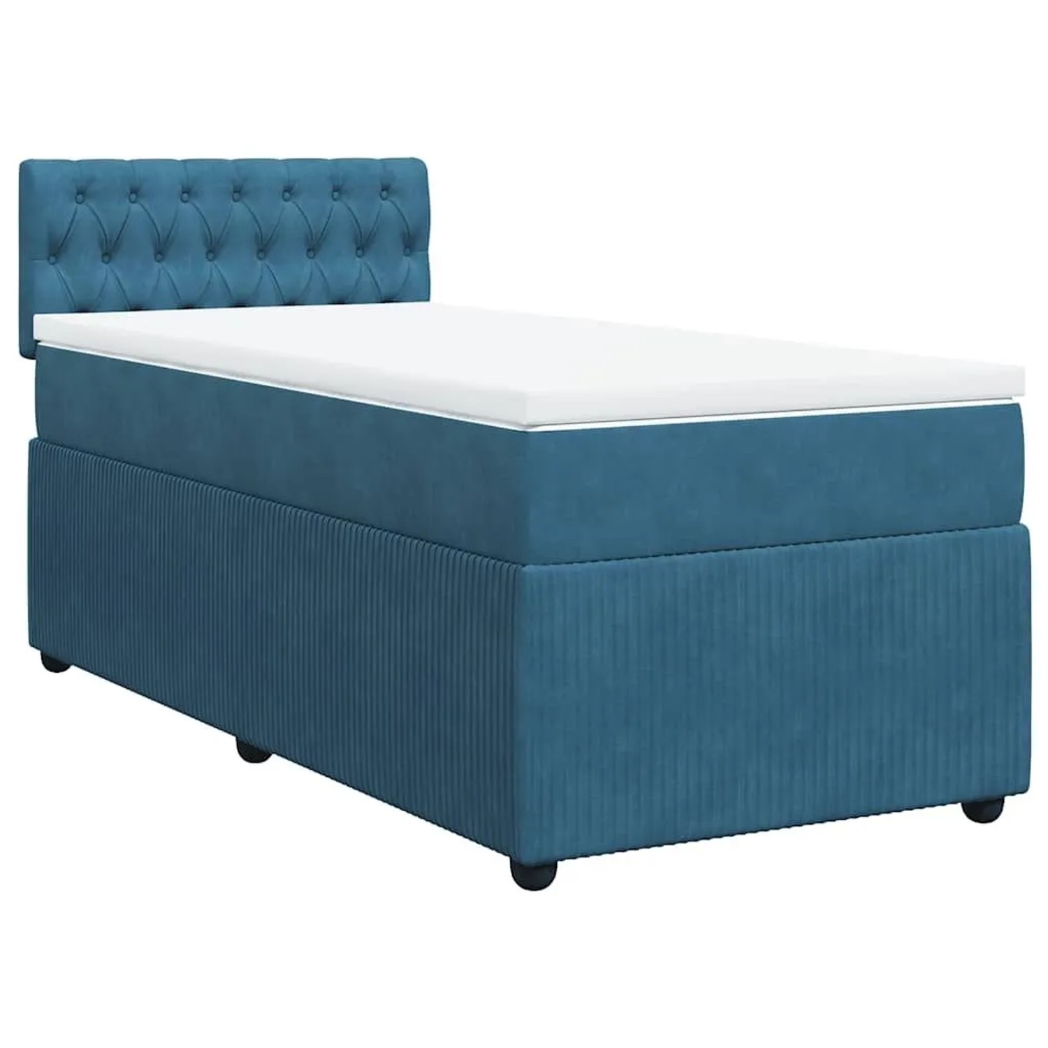 vidaXL Boxspringbett mit Matratze Blau 90x190 cm Samt 3289924 günstig online kaufen