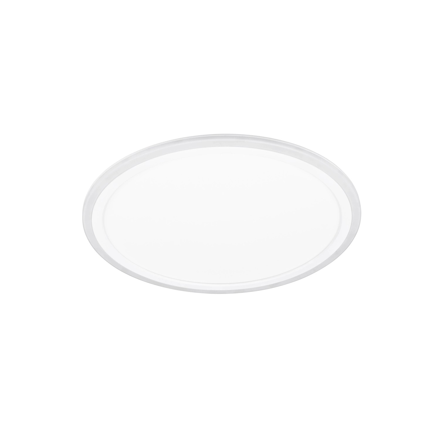 Weiße, runde LED Deckenleuchte Cora, 42 cm Durchmesser. Schlichtes Design für Wohnräume.
