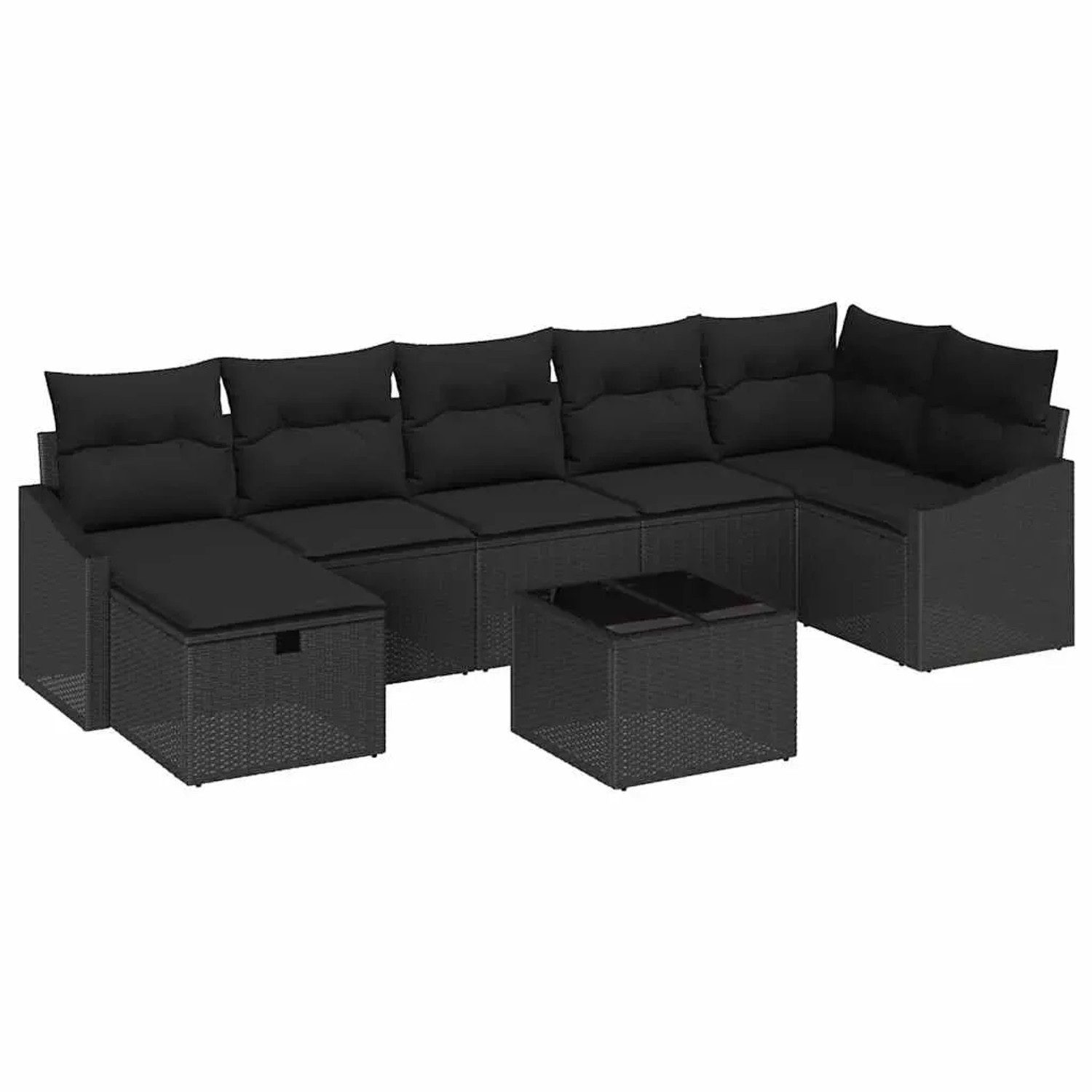 vidaXL Garten-Sofa-Set mit Kissen 8-Tlg Schwarz Poly Rattan 3359312 günstig online kaufen