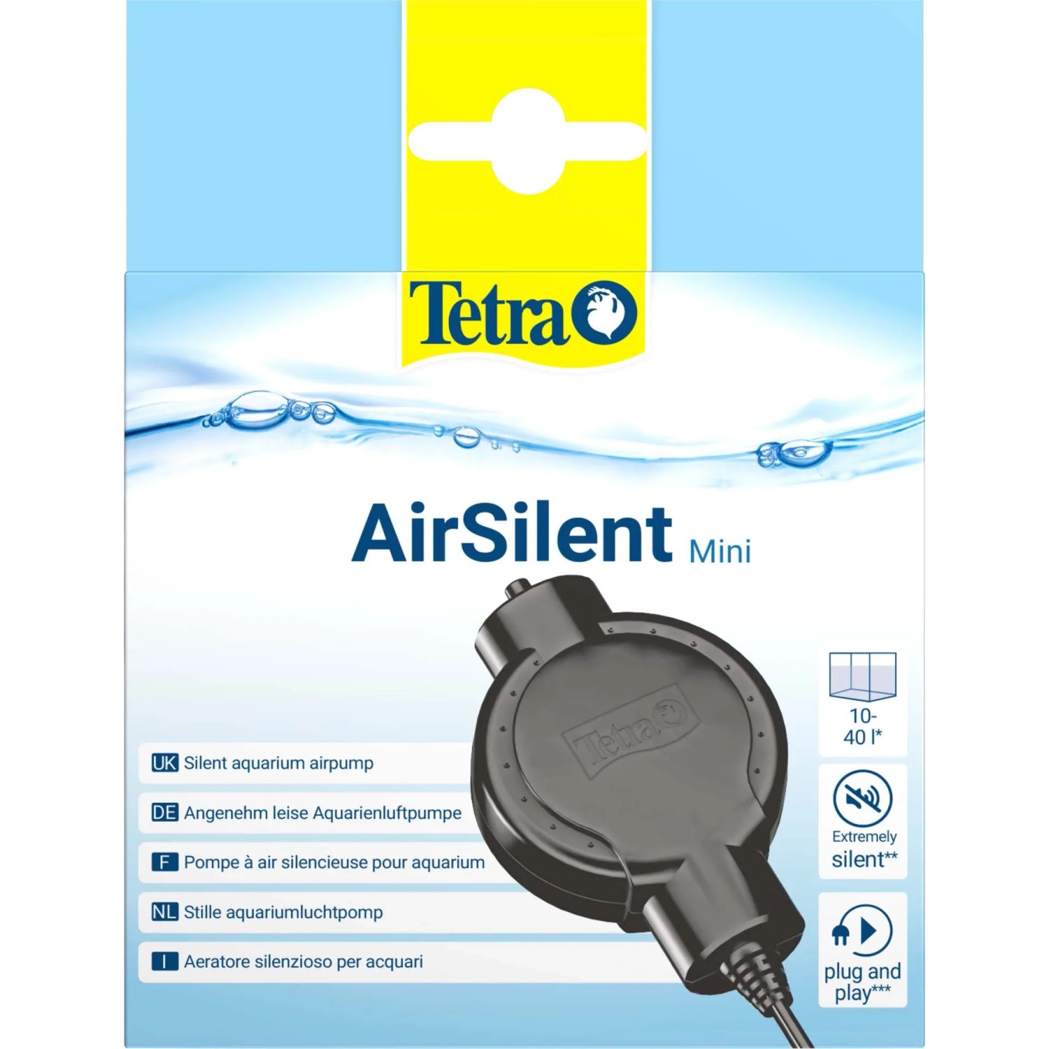 Tetra AirSilent Mini Aquarium Pumpe, sehr leise, für Aquarien von 10 bis 40 Liter.