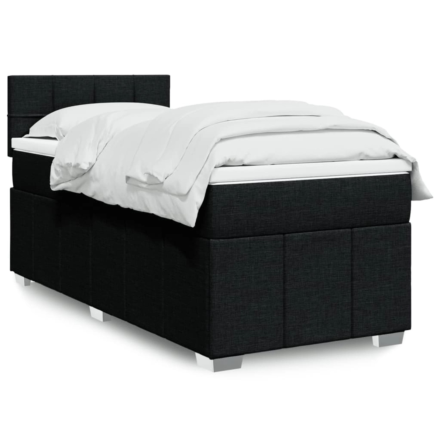 vidaXL Boxspringbett mit Matratze Schwarz 80x200 cm Stoff 3289197