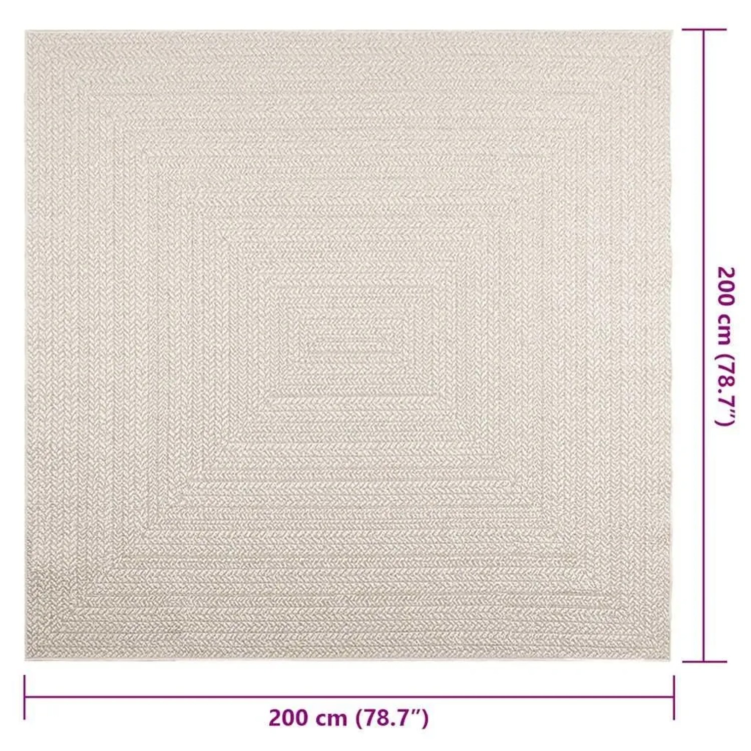 vidaXL Teppich ZIZUR Creme 200x200 cm Jute-Optik Indoor und Outdoor 4010367_9