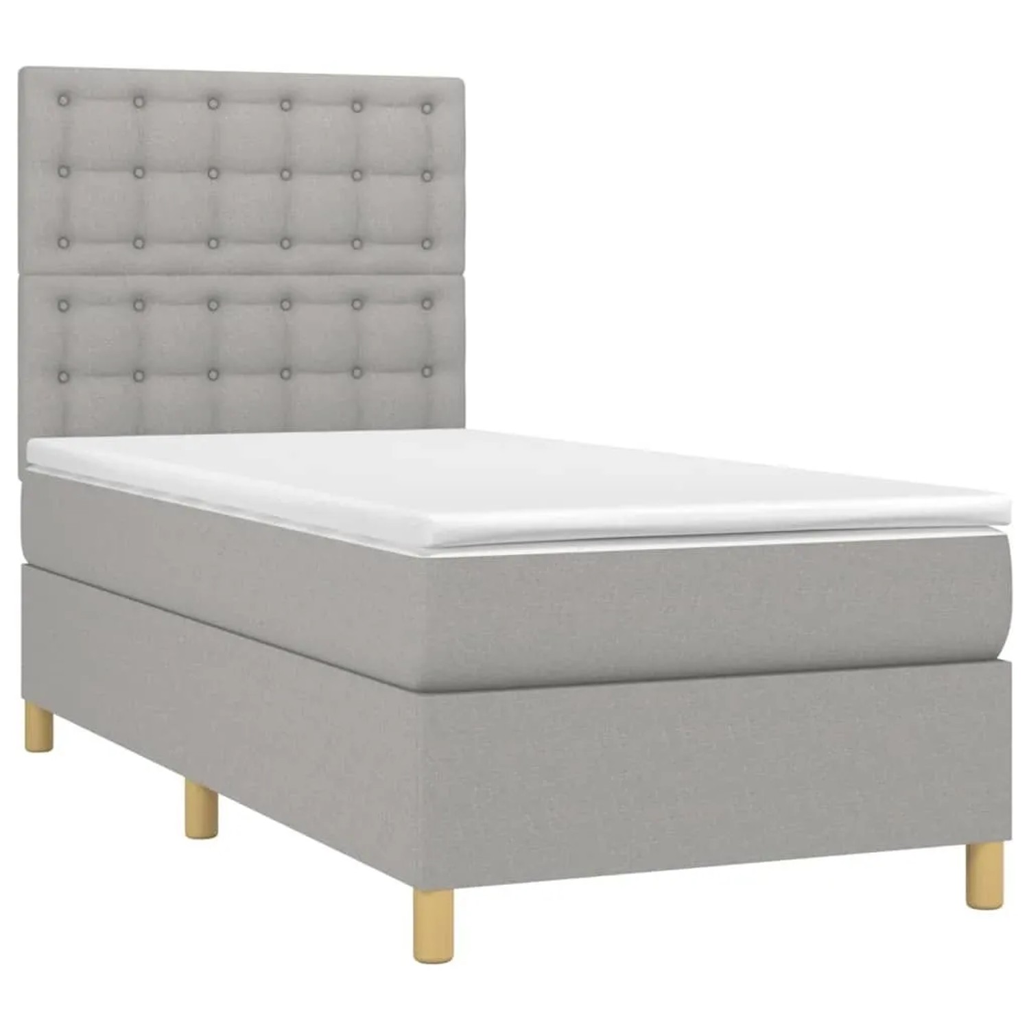 vidaXL Boxspringbett mit Matratze & LED Hellgrau 90x190 cm Stoff 3135717 günstig online kaufen