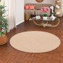 Runder Snapstyle Natur Teppich aus Wolle, Berber Karamell, 100cm Durchmesser.