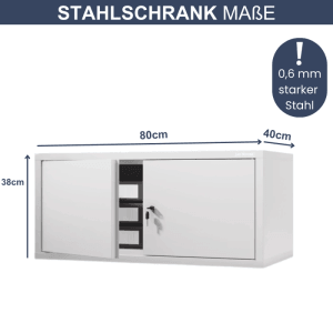 DELUKE Schrankerweiterung, weißer Aktenschrank mit 2 Flügeltüren, 38x80x40 cm.