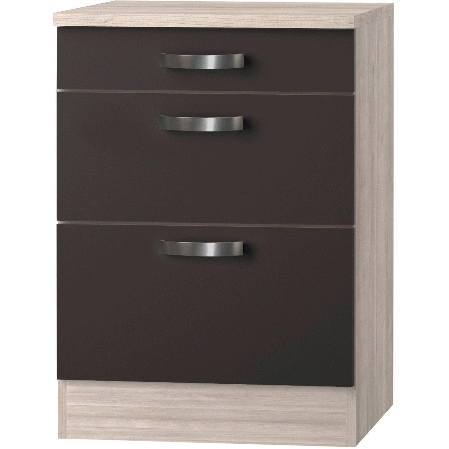 Optifit Unterschrank mit 3 Auszügen Faro220 60 cm Anthrazit-Braun