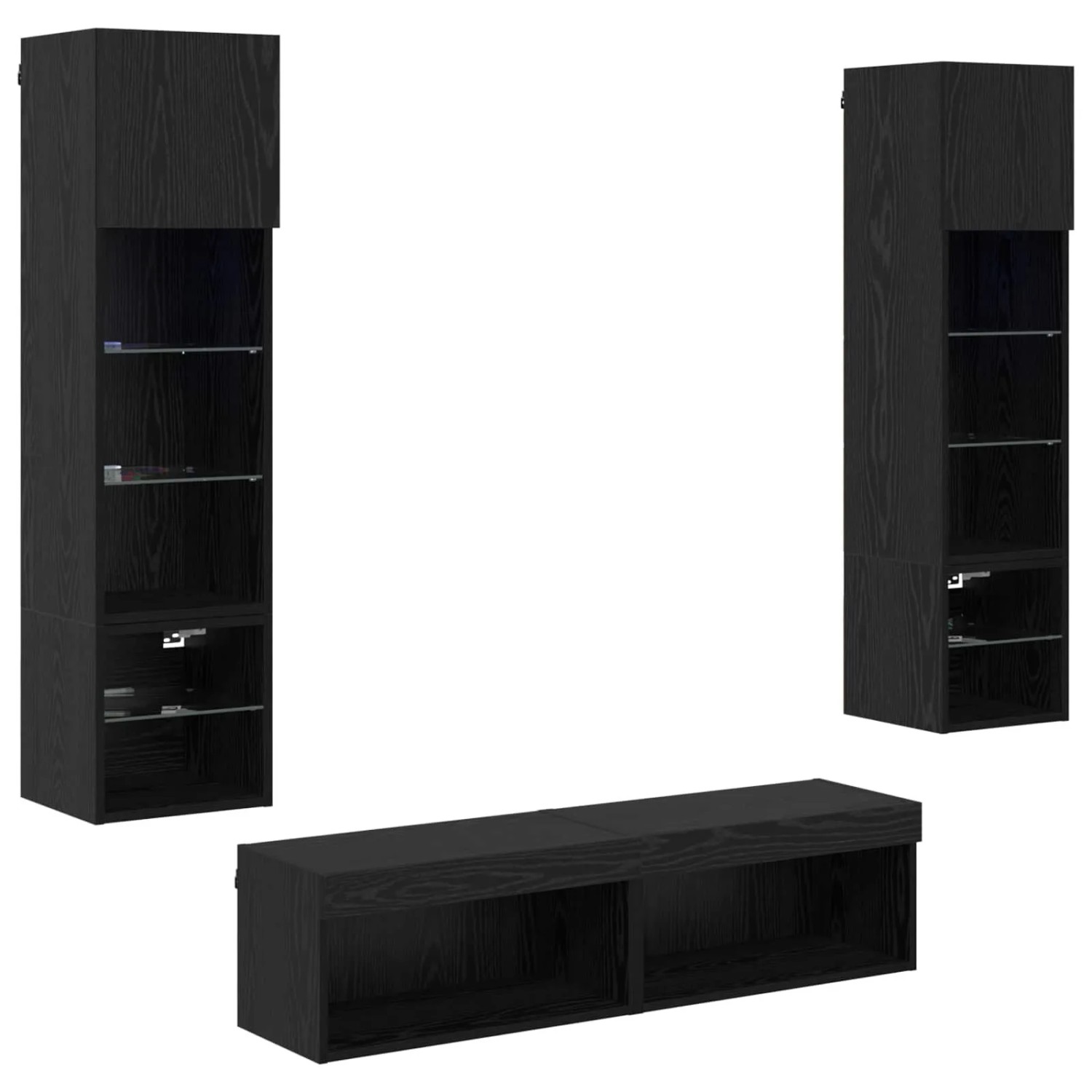vidaXL TV-Wandmöbel 6-Tlg Schwarz Eichen-Optik Holzwerkstoff 3402934