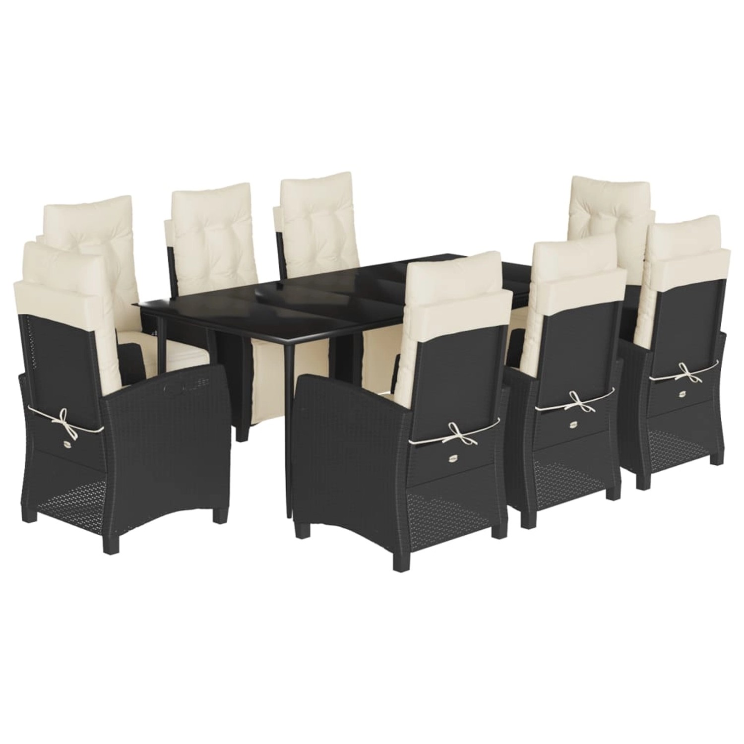 vidaXL 9-Tlg Garten-Essgruppe mit Kissen Schwarz Poly Rattan 3212952 günstig online kaufen