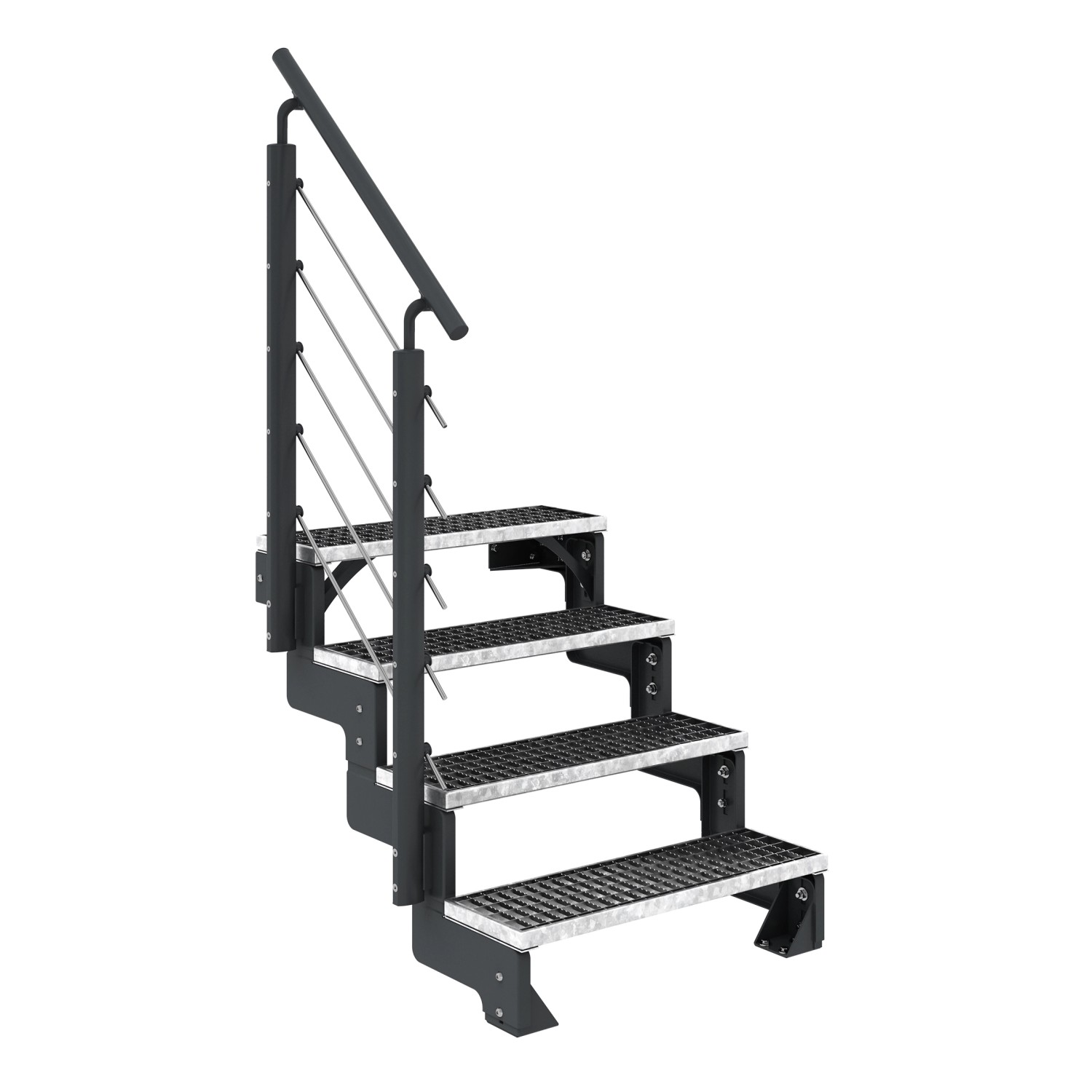 Dolle Außentreppe Gardentop Anthrazit 4 Gitterroststufe 80 cm inkl. Gelände günstig online kaufen