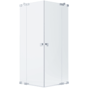 Schöner Wohnen Eckdusche mit zwei Drehtüren und Festteilen, silbermatt, 80x80x200 cm.