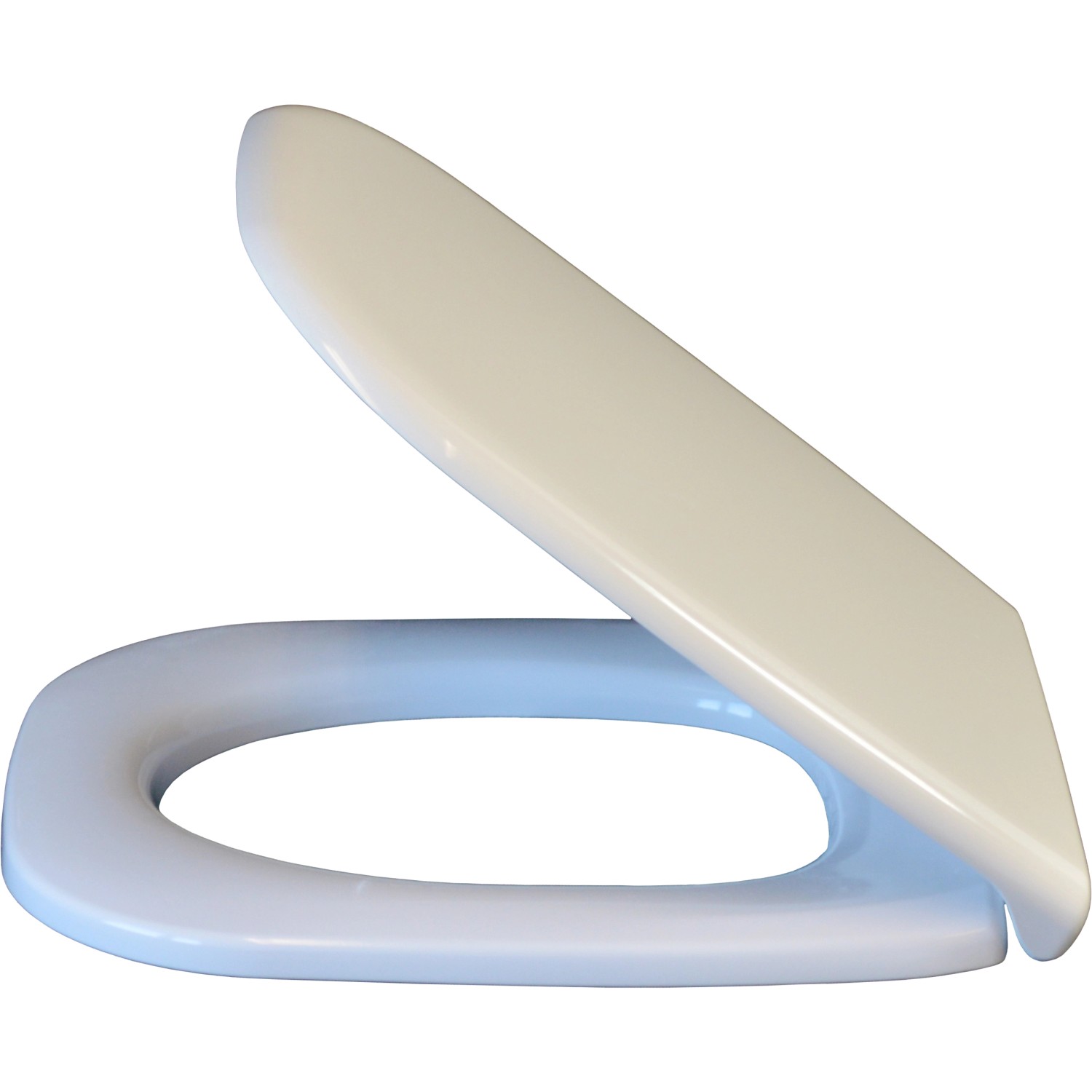 Duravit WC-Sitz D-Code in Weiß mit Edelstahlscharnieren.