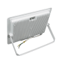 Weißer LUXULA LED Strahler 150W mit Kühlrippen und Haltebügel, Rückansicht.