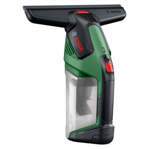 Bosch Akku-Fensterreiniger GlassVac in Grün-Schwarz mit transparentem Tank. Kabelloser Fenstersauger für streifenfreie Reinigung.