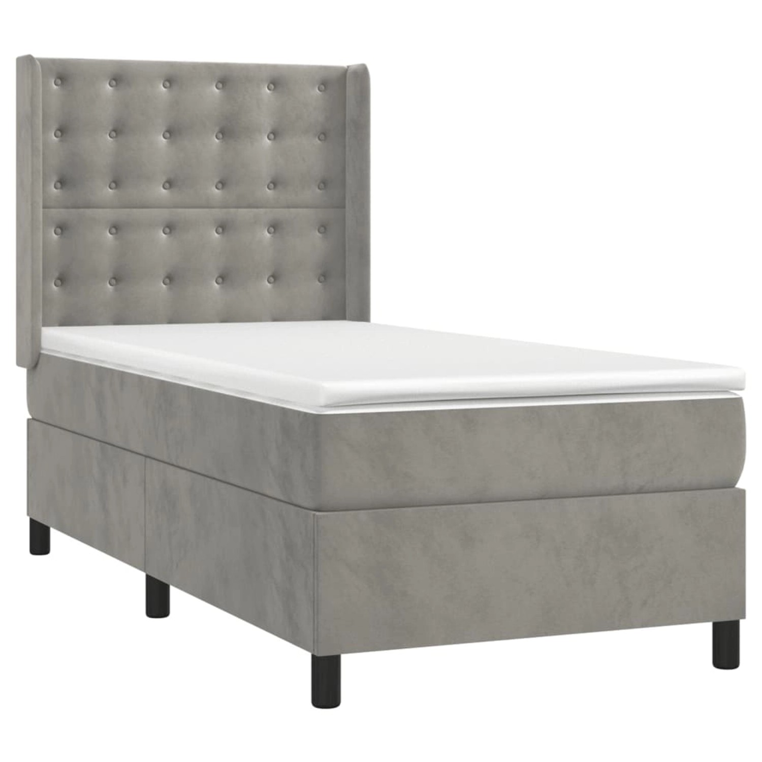 vidaXL Boxspringbett mit Matratze & LED Hellgrau 100x200 cm Samt 3139787 günstig online kaufen